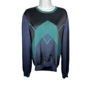 Opening Ceremony Knits Sweater Academia  Navy Green Pullover Color Block LG
